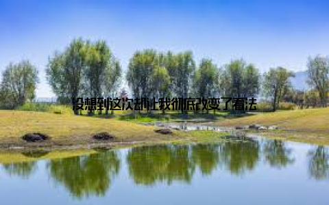 没想到这次却让我彻底改变了看法