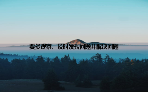 要多观察, 及时发现问题并解决问题